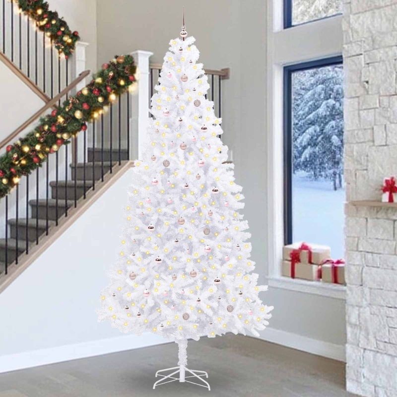vidaXL Künstlicher Weihnachtsbaum Weiß 300 cm PVC und Stahl