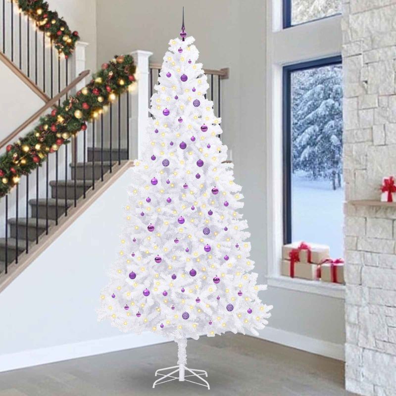 vidaXL Künstlicher Weihnachtsbaum Weiß 300 cm PVC und Stahl