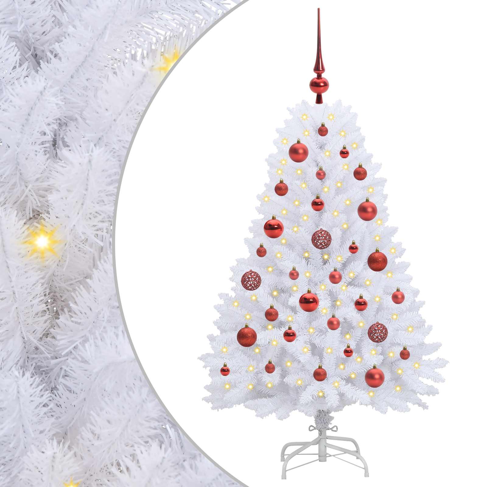 vidaXL Künstlicher klappbarer Weihnachtsbaum Weiß 120 cm PVC und Stahl