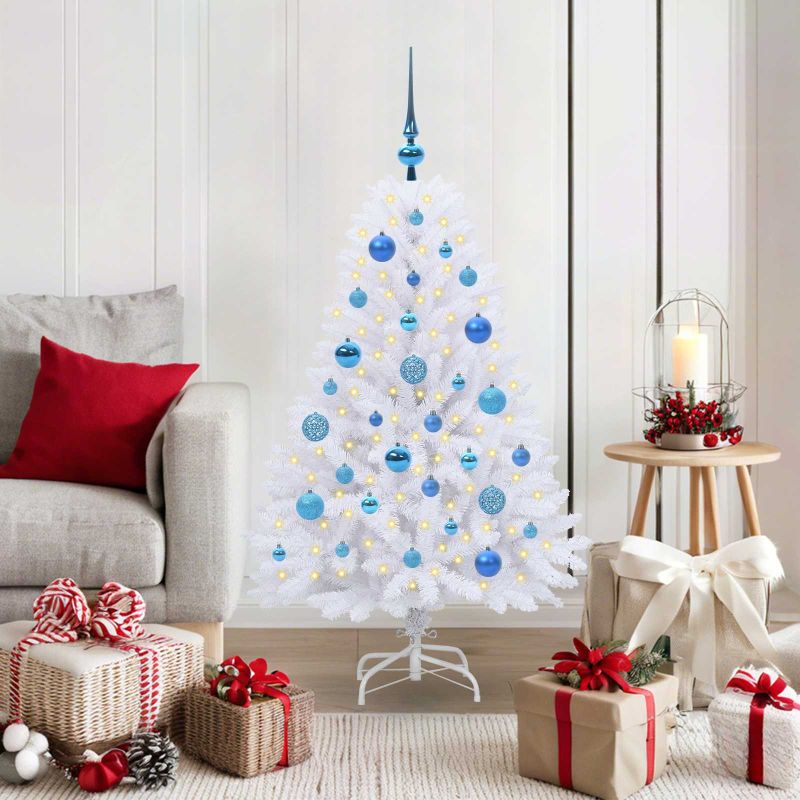 vidaXL Künstlicher klappbarer Weihnachtsbaum Weiß 120 cm PVC und Stahl