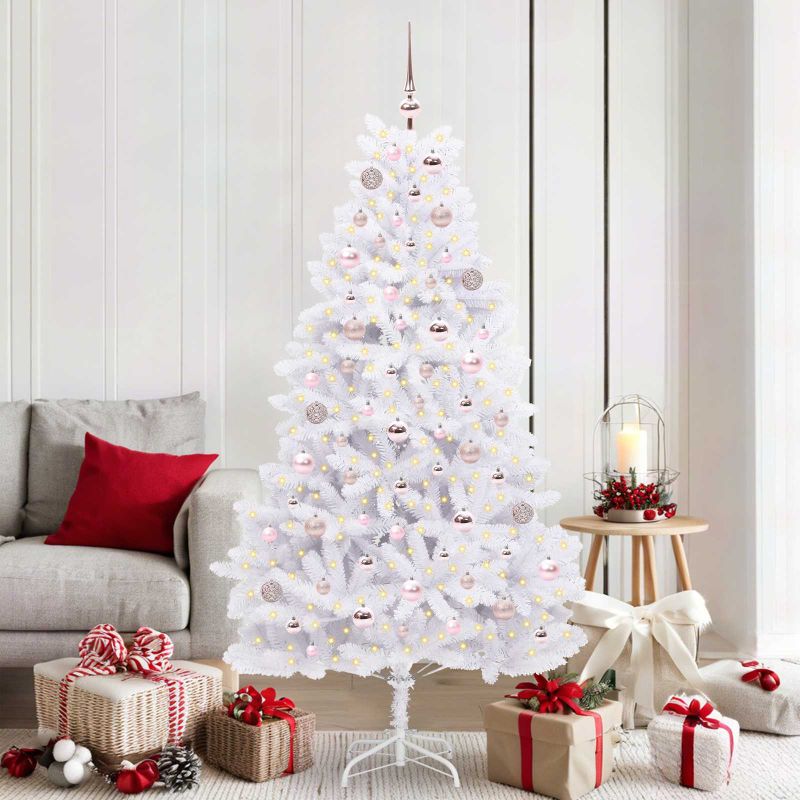 vidaXL Künstlicher klappbarer Weihnachtsbaum Weiß 180 cm PVC und Stahl