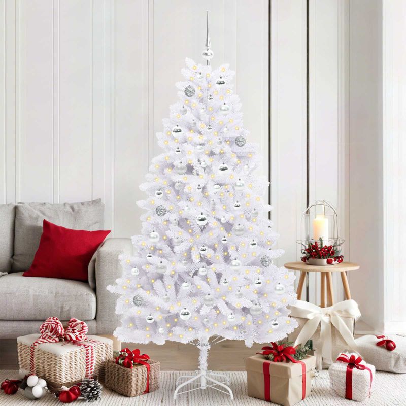 vidaXL Künstlicher klappbarer Weihnachtsbaum Weiß 180 cm PVC und Stahl