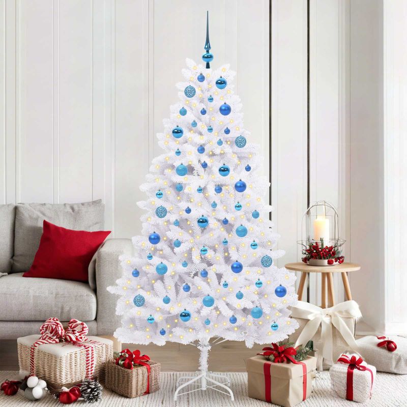 vidaXL Künstlicher klappbarer Weihnachtsbaum Weiß 180 cm PVC und Stahl