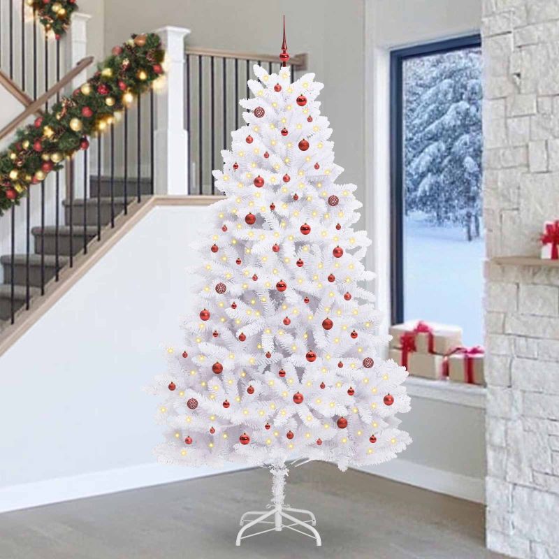 vidaXL Künstlicher klappbarer Weihnachtsbaum Weiß 180 cm PVC und Stahl