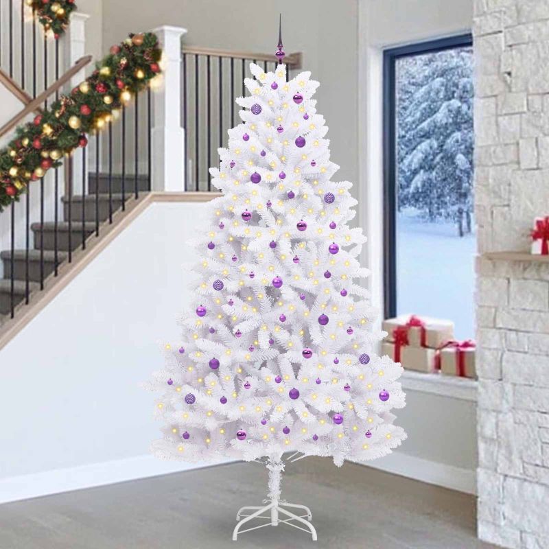 vidaXL Künstlicher klappbarer Weihnachtsbaum Weiß 180 cm PVC und Stahl