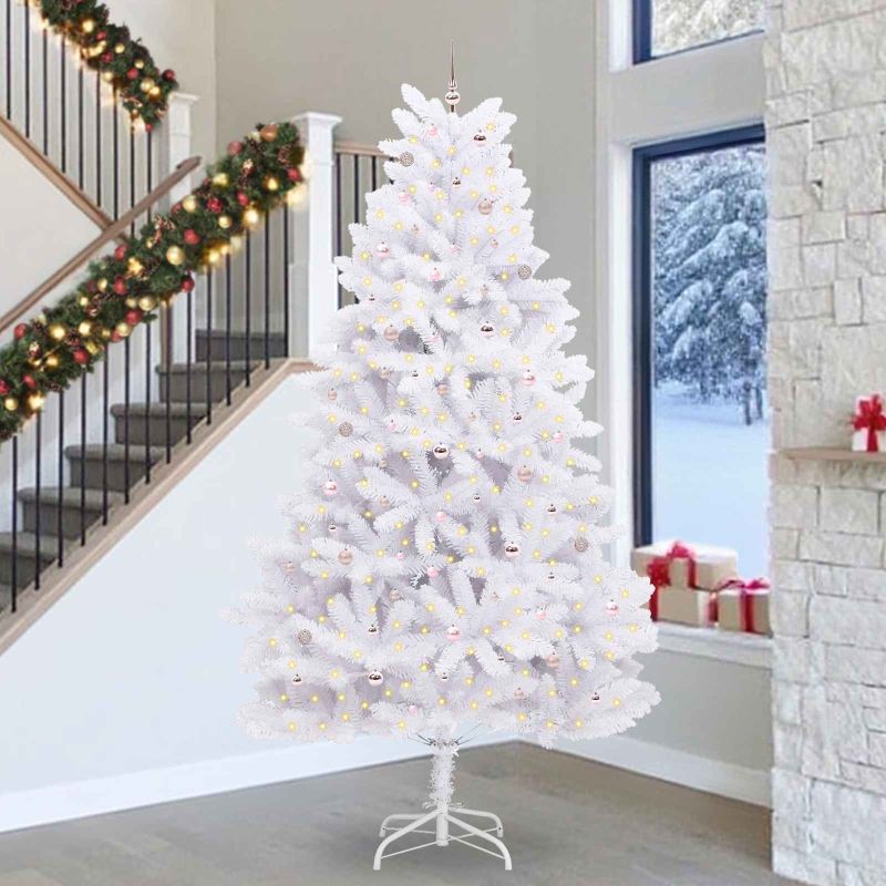 vidaXL Künstlicher klappbarer Weihnachtsbaum Weiß 180 cm PVC und Stahl