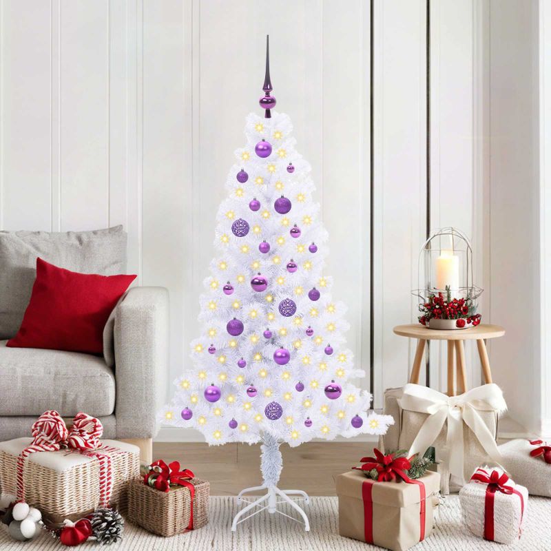 vidaXL Künstlicher Weihnachtsbaum Weiß 120 cm PVC und Stahl