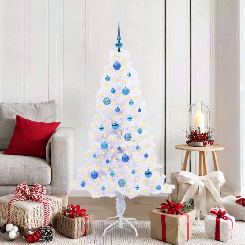 vidaXL Künstlicher Weihnachtsbaum Weiß 120 cm PVC und Stahl