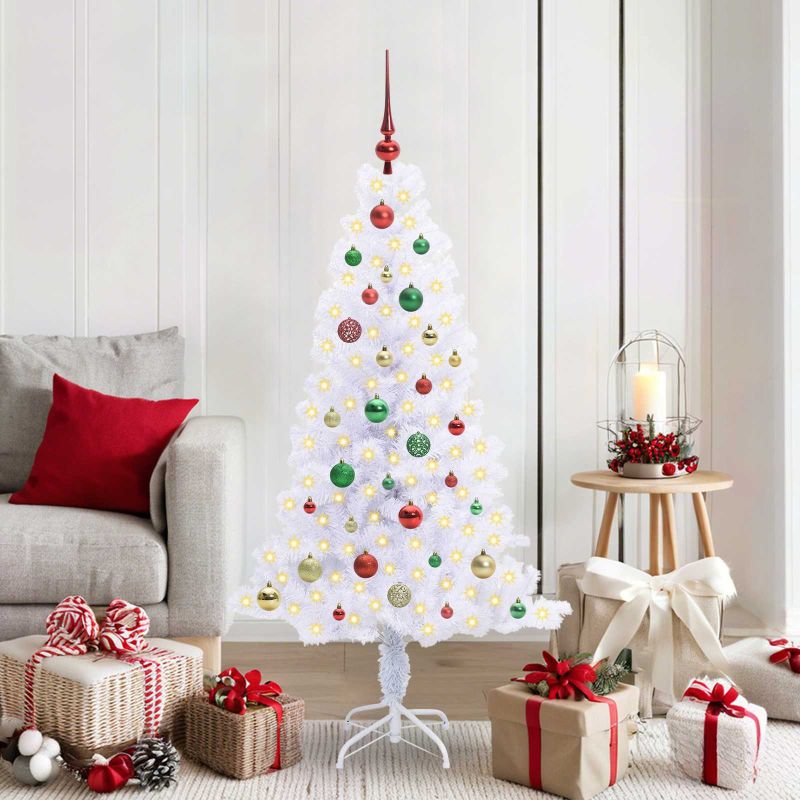 vidaXL Künstlicher Weihnachtsbaum Weiß 120 cm PVC und Stahl