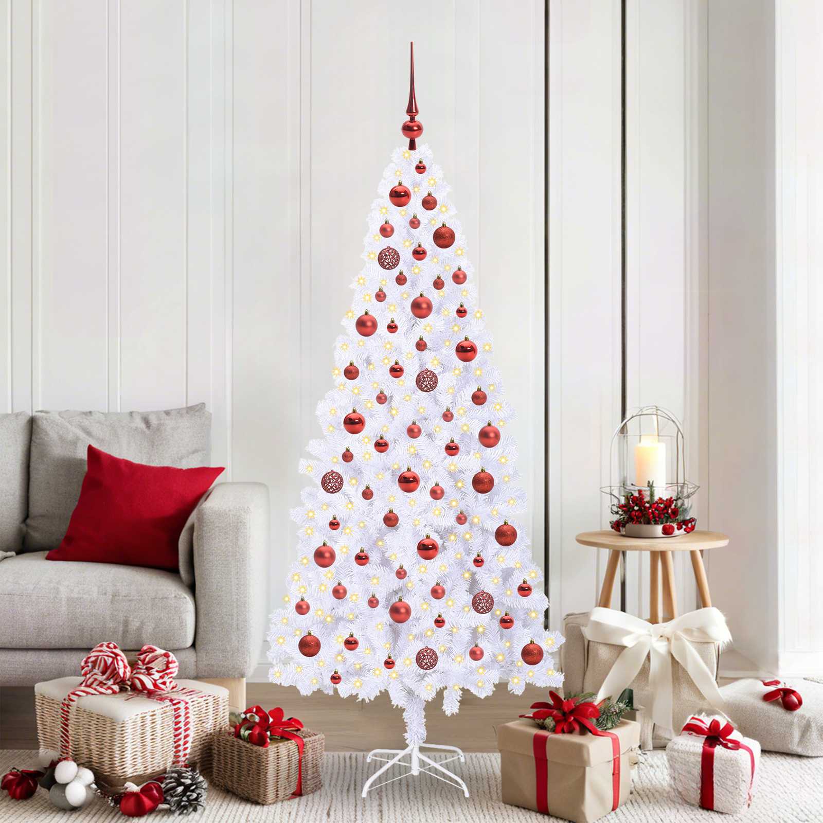 vidaXL Künstlicher Weihnachtsbaum Weiß 180 cm PVC und Stahl
