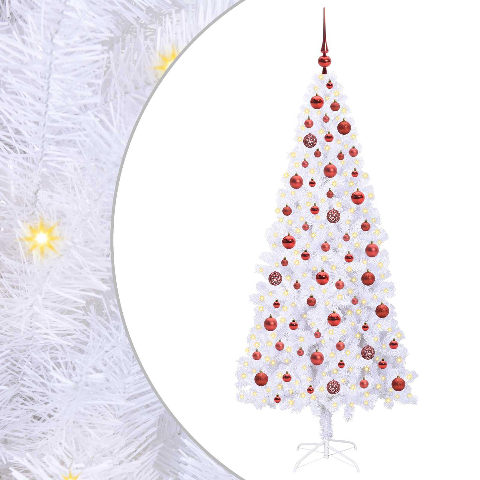 vidaXL Künstlicher Weihnachtsbaum Weiß 180 cm PVC und Stahl