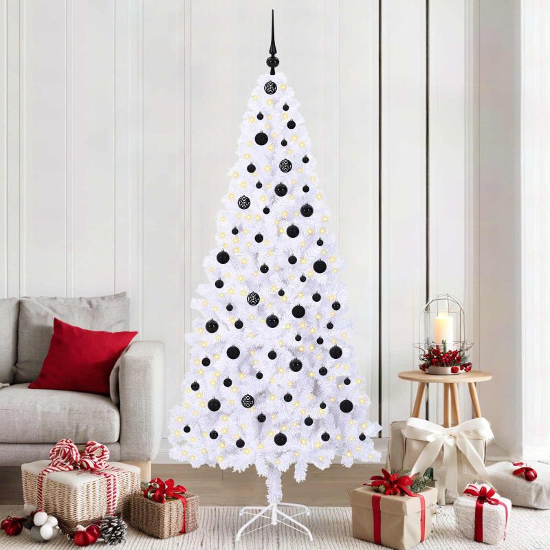 vidaXL Künstlicher Weihnachtsbaum Weiß 210 cm PVC und Stahl
