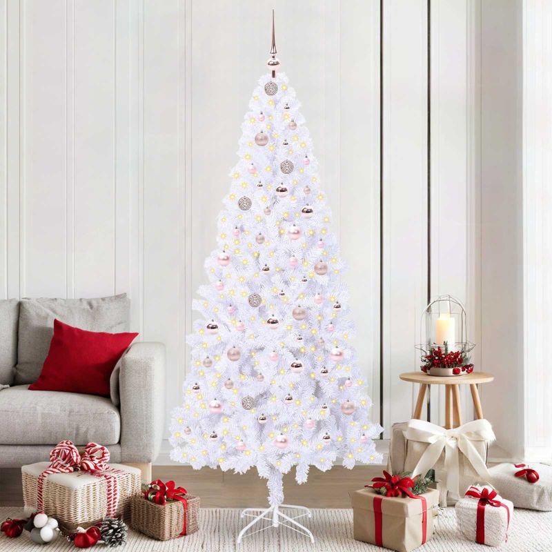 vidaXL Künstlicher Weihnachtsbaum Weiß 210 cm PVC und Stahl