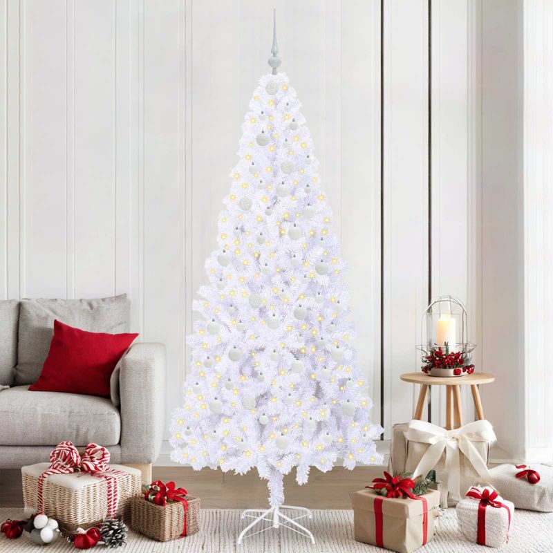 vidaXL Künstlicher Weihnachtsbaum Weiß 210 cm PVC und Stahl