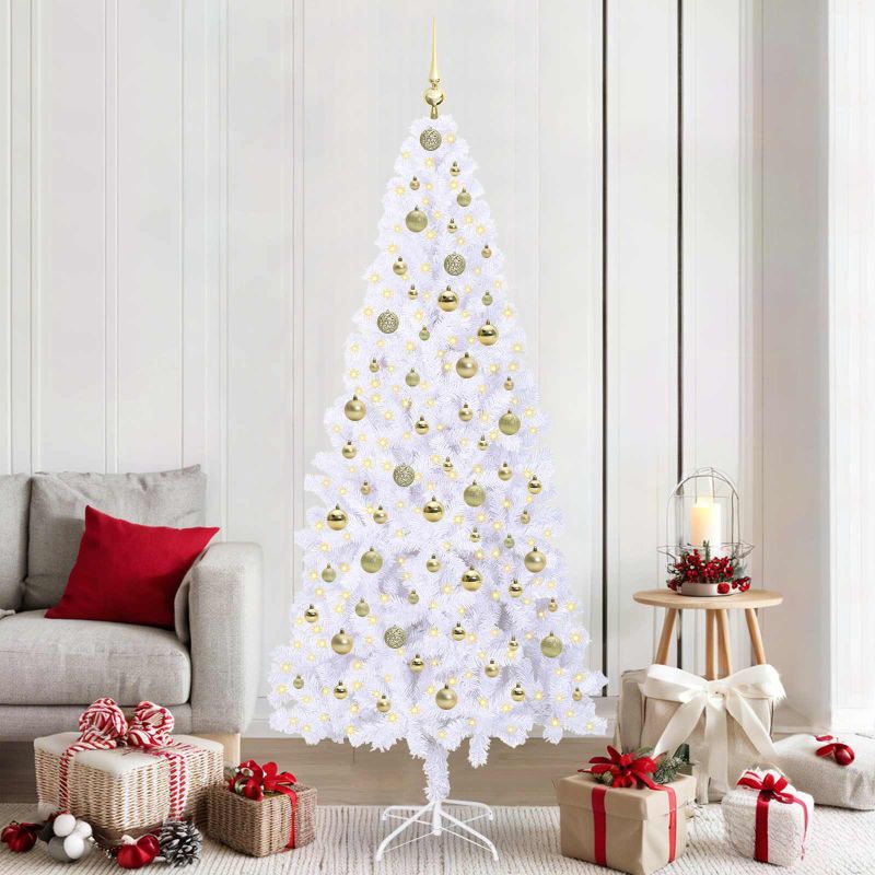 vidaXL Künstlicher Weihnachtsbaum Weiß 210 cm PVC und Stahl