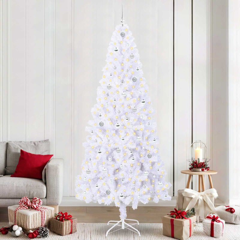 vidaXL Künstlicher Weihnachtsbaum Weiß 210 cm PVC und Stahl
