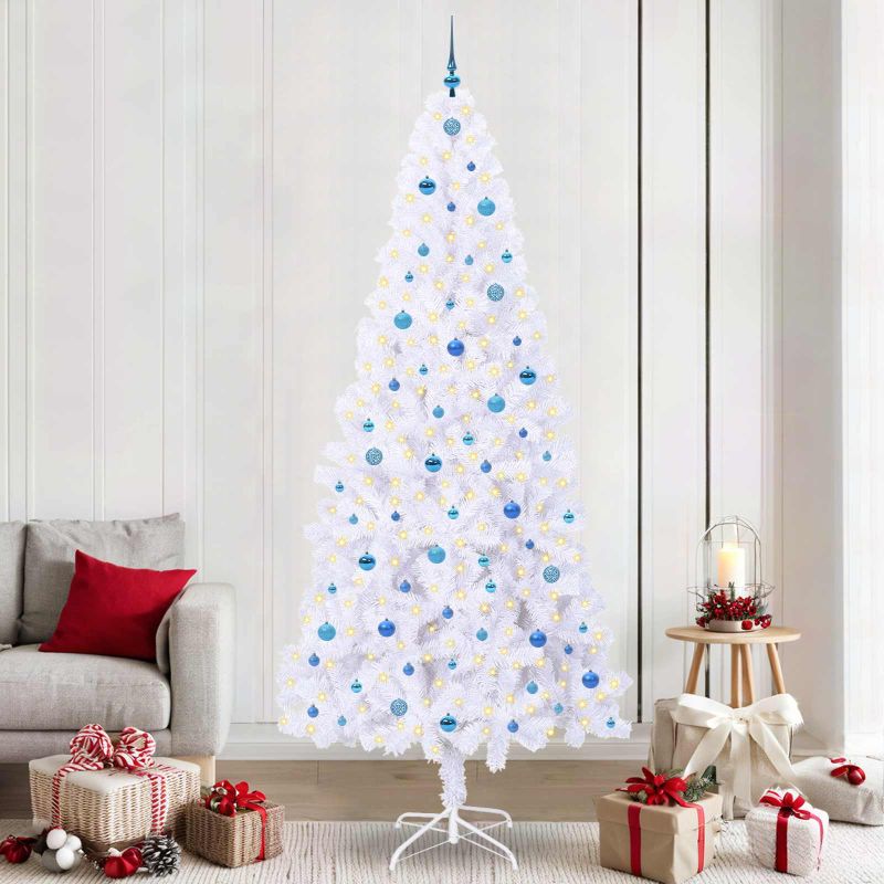 vidaXL Künstlicher Weihnachtsbaum Weiß 210 cm PVC und Stahl