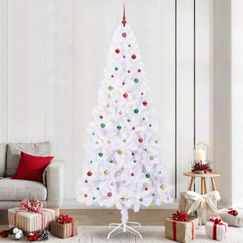 vidaXL Künstlicher Weihnachtsbaum Weiß 210 cm PVC und Stahl