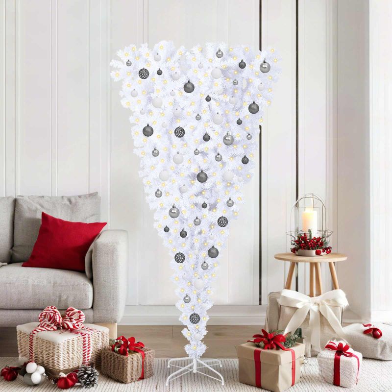 vidaXL Künstlicher Weihnachtsbaum Weiß 180 cm PVC und Stahl
