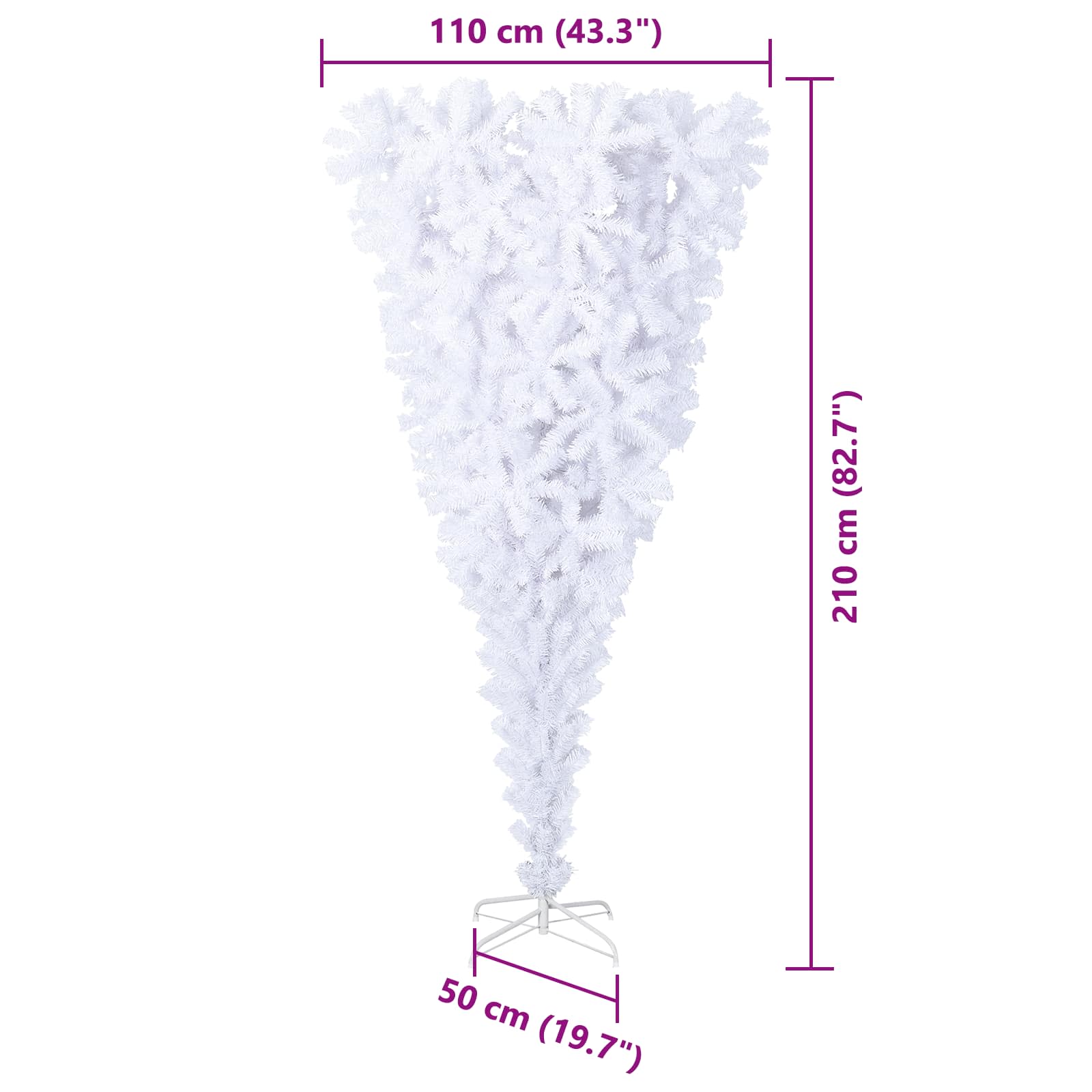 vidaXL Künstlicher Weihnachtsbaum Weiß 210 cm PVC und Stahl