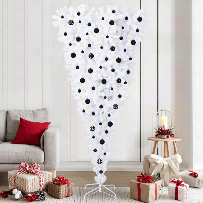 vidaXL Künstlicher Weihnachtsbaum Weiß 180 cm PVC und Stahl