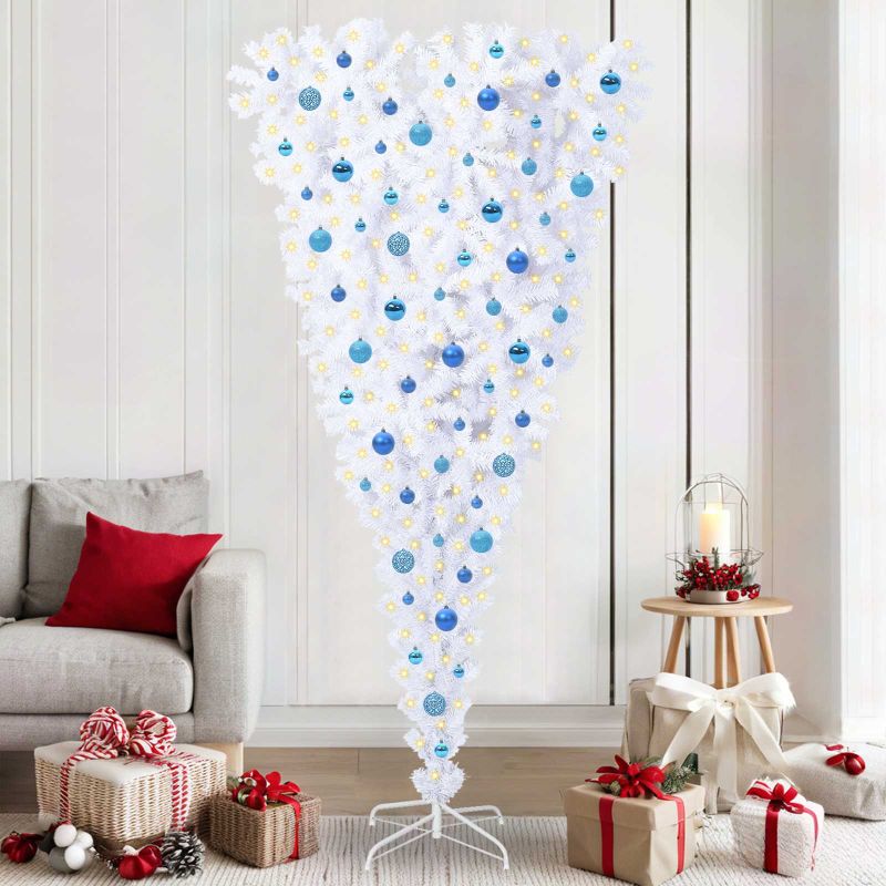 vidaXL Künstlicher Weihnachtsbaum Weiß 180 cm PVC und Stahl