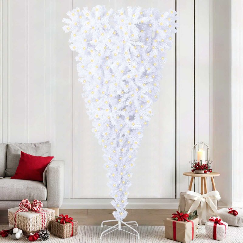 vidaXL Künstlicher Weihnachtsbaum Weiß 210 cm PVC und Stahl