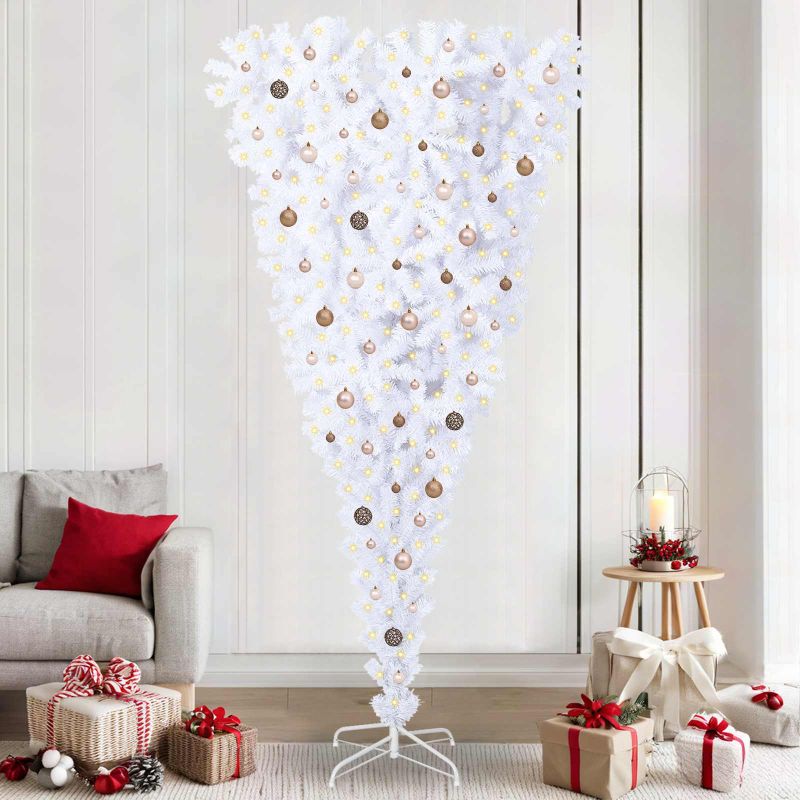 vidaXL Künstlicher Weihnachtsbaum Weiß 180 cm PVC und Stahl