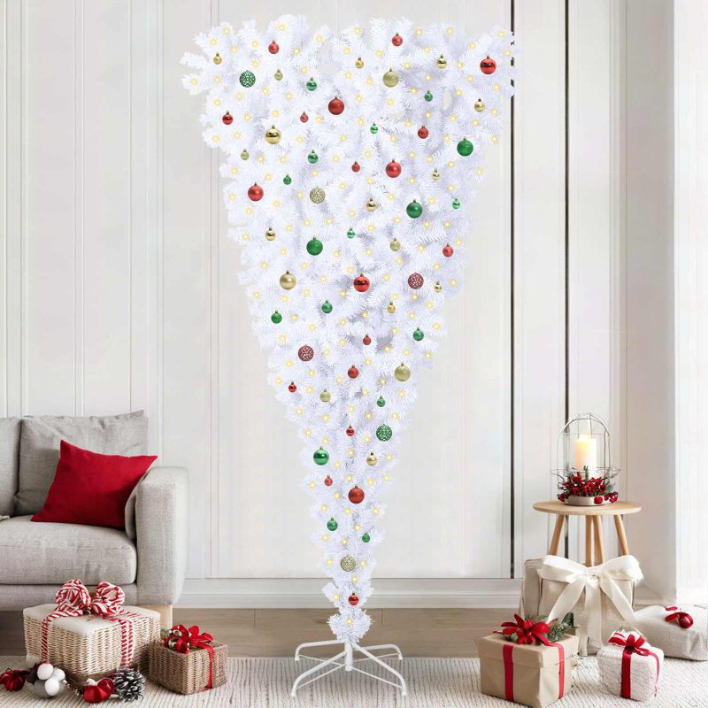 vidaXL Künstlicher Weihnachtsbaum Weiß 180 cm PVC und Stahl