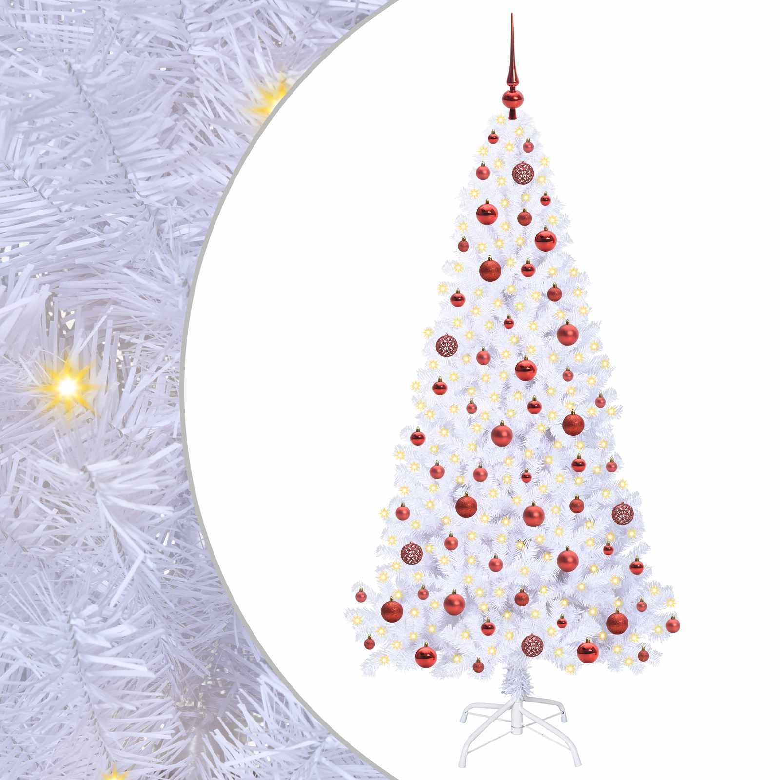 vidaXL Künstlicher Weihnachtsbaum Weiß 180 cm PVC und Stahl