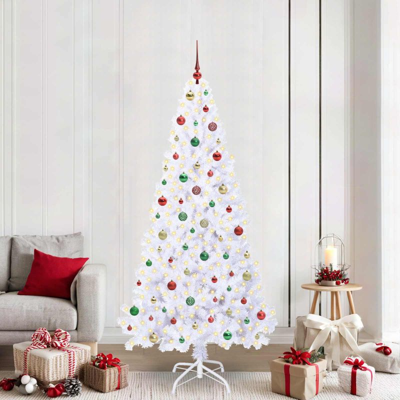 vidaXL Künstlicher Weihnachtsbaum Weiß 180 cm PVC und Stahl
