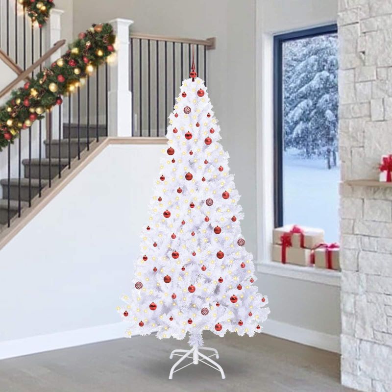 vidaXL Künstlicher Weihnachtsbaum Weiß 180 cm PVC und Stahl