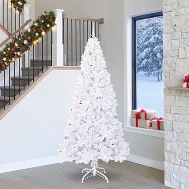 vidaXL Künstlicher Weihnachtsbaum Weiß 180 cm PVC und Stahl