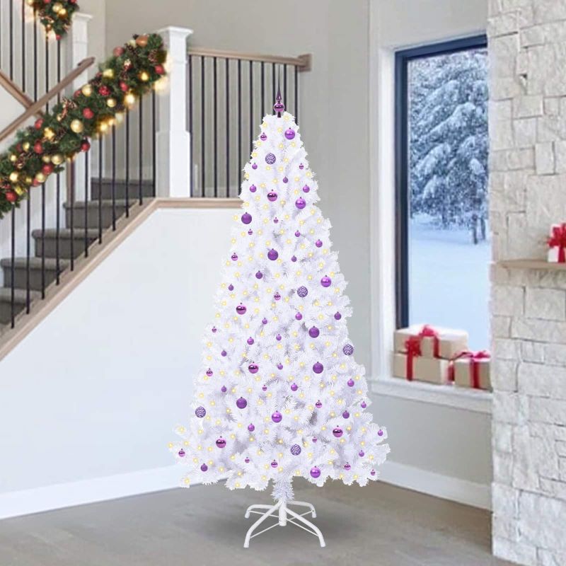 vidaXL Künstlicher Weihnachtsbaum Weiß 180 cm PVC und Stahl