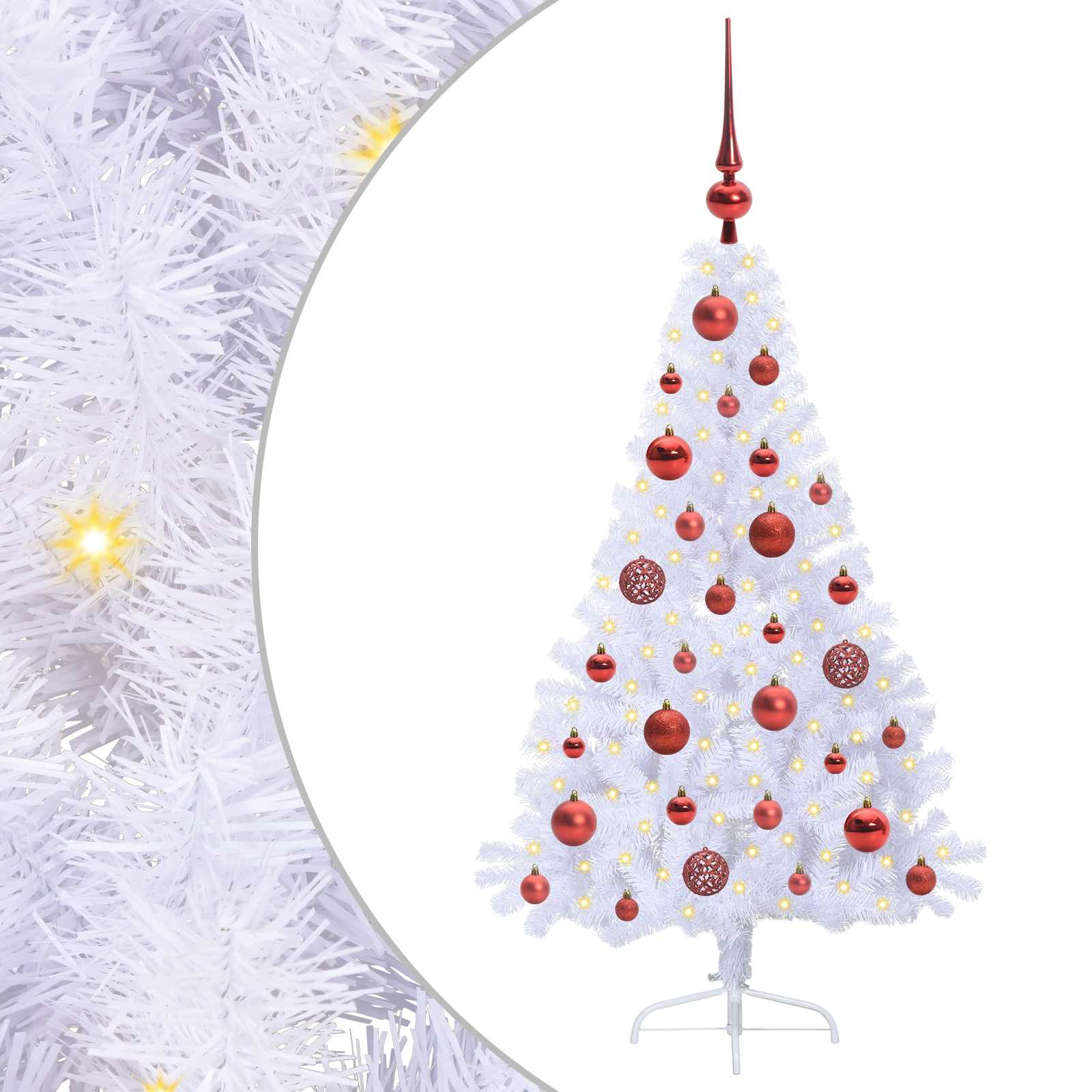 vidaXL Künstlicher Weihnachtsbaum Weiß 120 cm PVC und Stahl