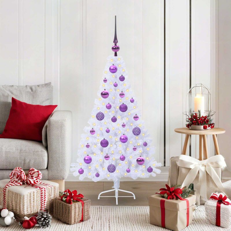 vidaXL Künstlicher Weihnachtsbaum Weiß 120 cm PVC und Stahl