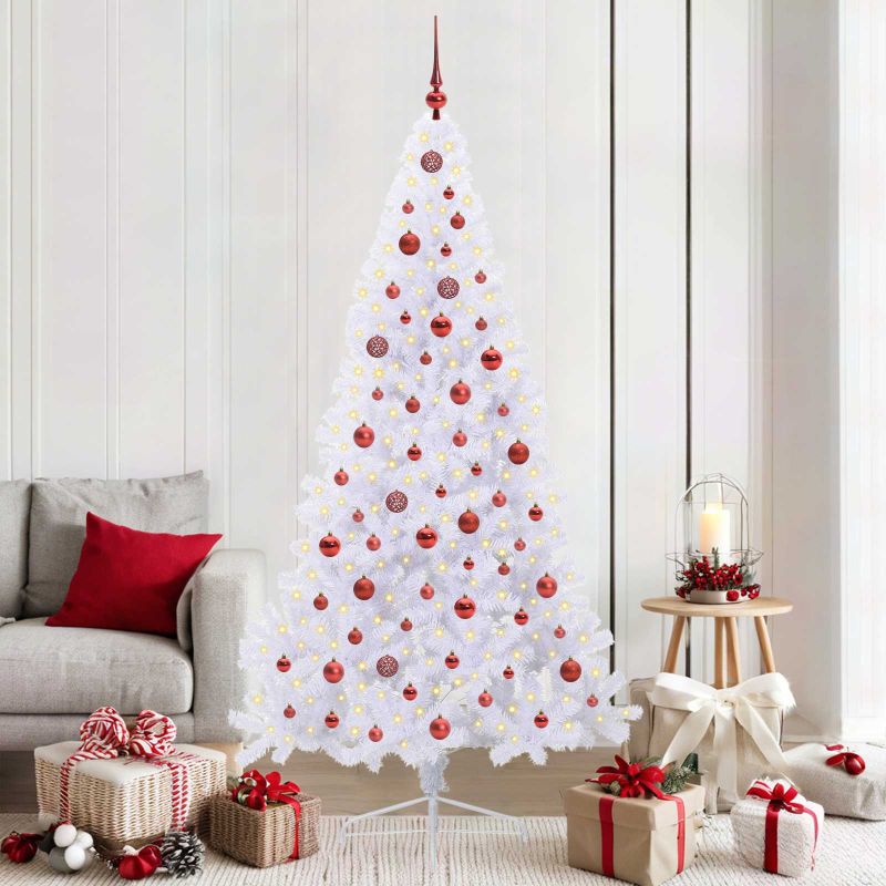 vidaXL Künstlicher Weihnachtsbaum Weiß 180 cm PVC und Stahl