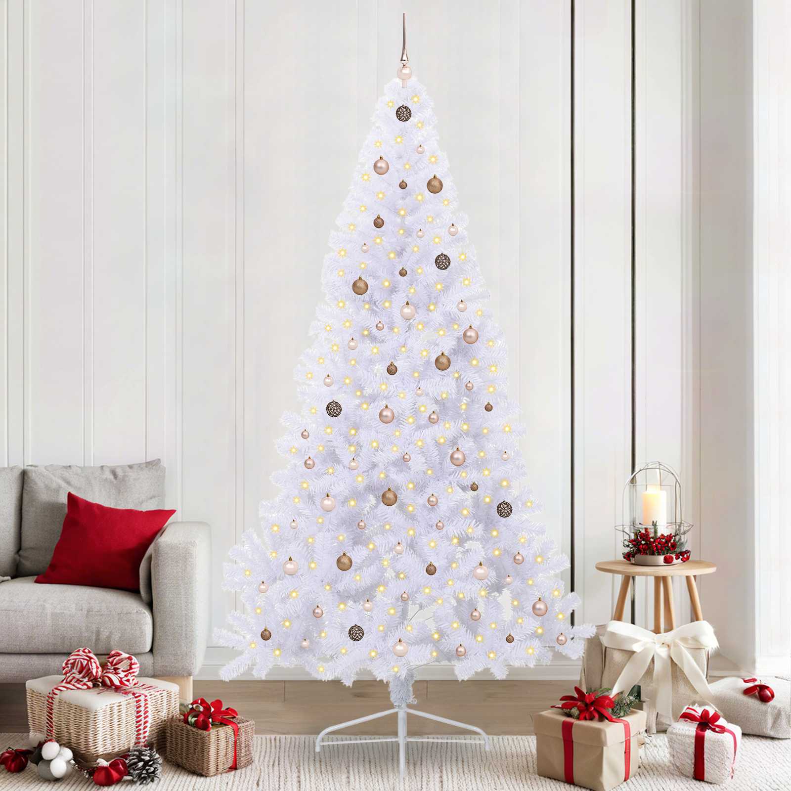vidaXL Künstlicher Weihnachtsbaum Weiß 240 cm PVC und Stahl