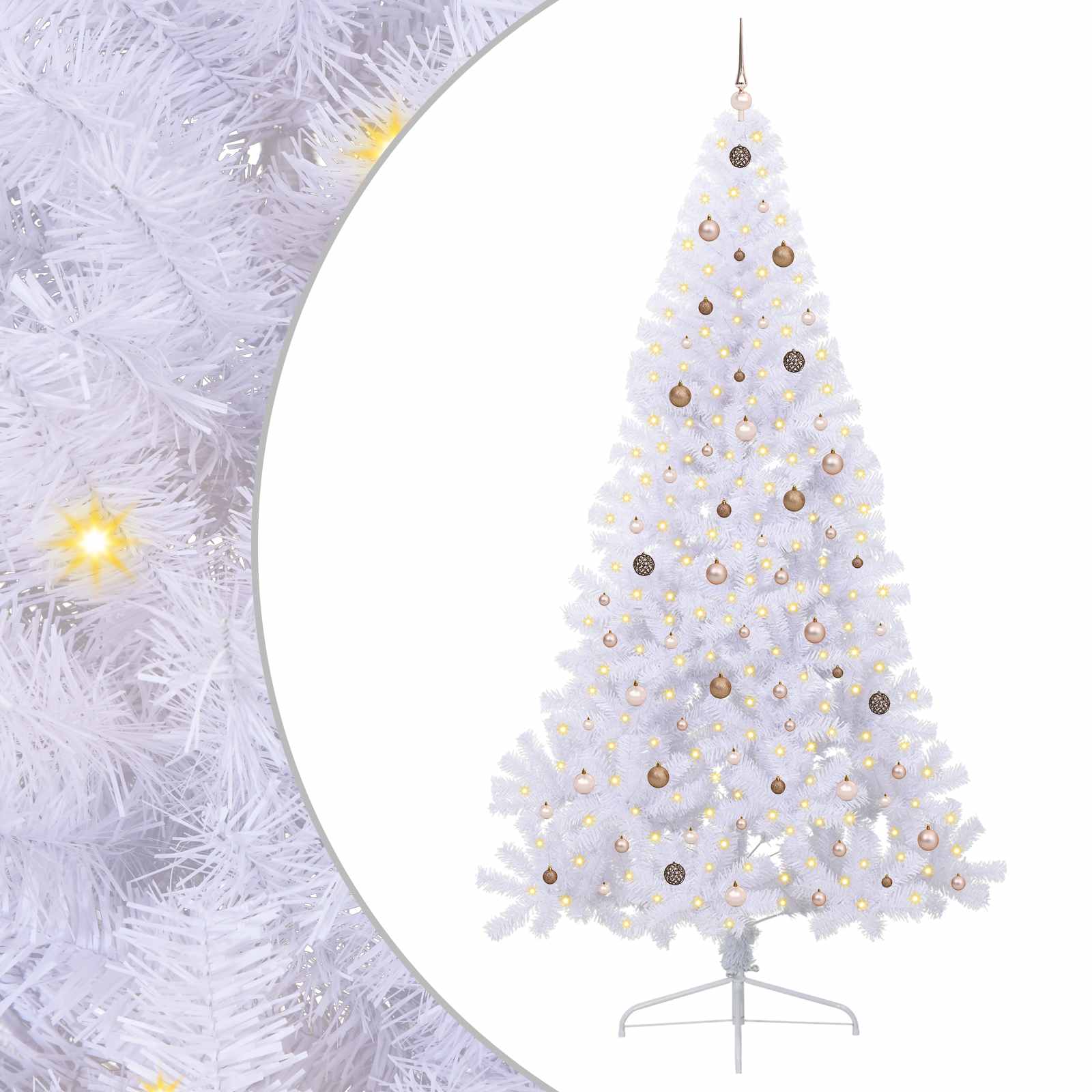 vidaXL Künstlicher Weihnachtsbaum Weiß 240 cm PVC und Stahl