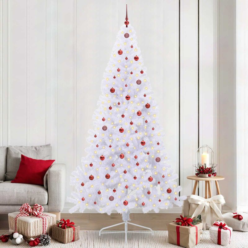 vidaXL Künstlicher Weihnachtsbaum Weiß 240 cm PVC und Stahl