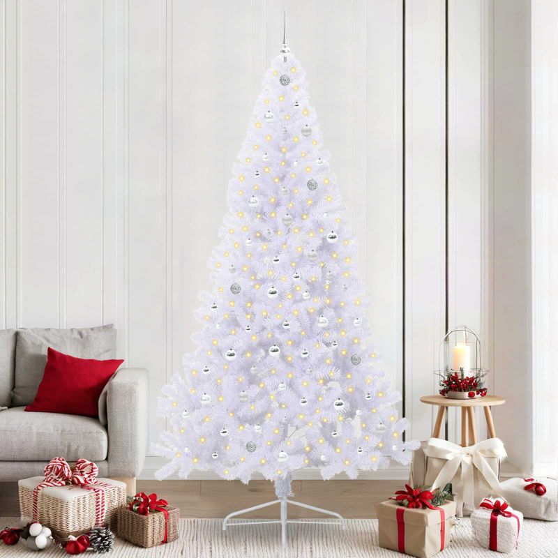 vidaXL Künstlicher Weihnachtsbaum Weiß 240 cm PVC und Stahl