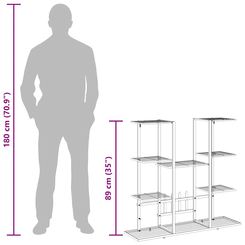 vidaXL Blumenständer 94,5x25x89 cm Schwarz Eisen