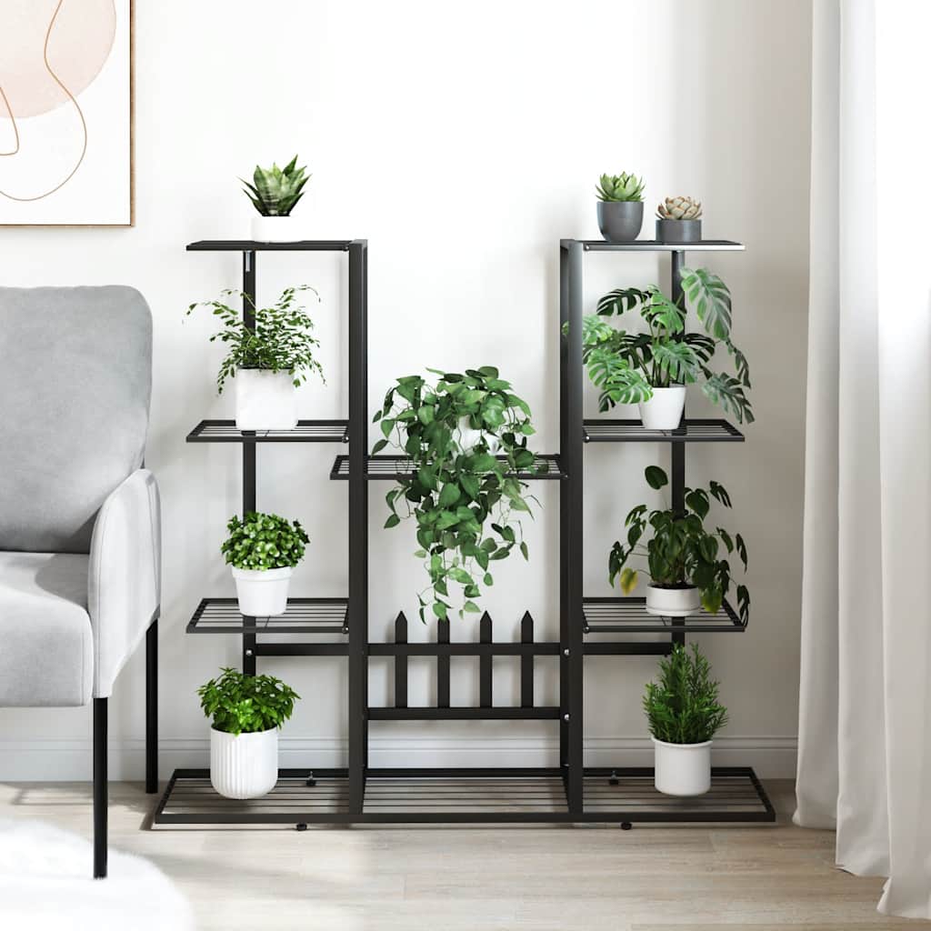 vidaXL Blumenständer 94,5x25x89 cm Schwarz Eisen