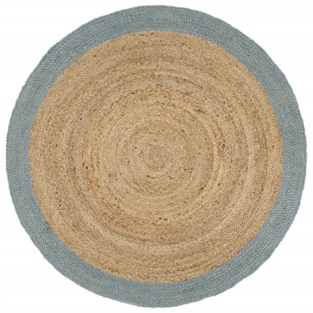 vidaXL Teppich Handgefertigt Jute mit Grauem Rand 90 cm