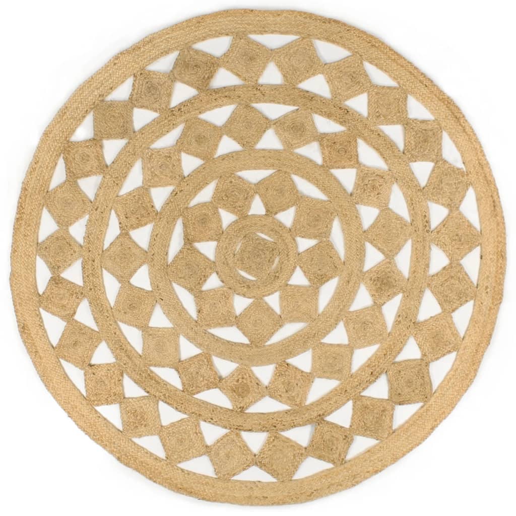 Teppich Handgefertigt Jute Geflochten 90 cm