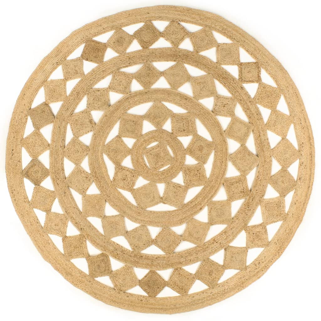 Teppich Handgefertigt Jute Geflochten 90 cm