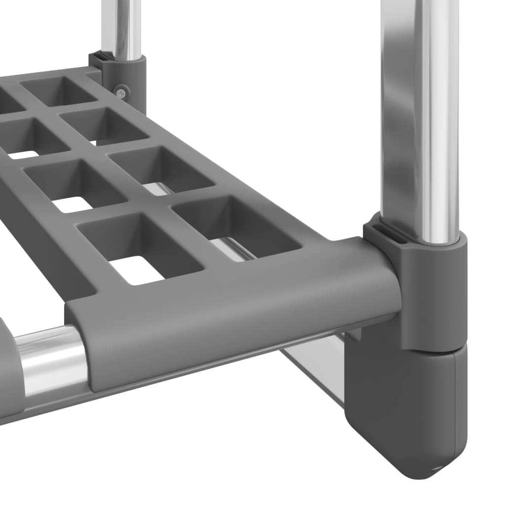 vidaXL Garderobenständer 3 Etagen Silbern 59x29x192 cm Aluminium