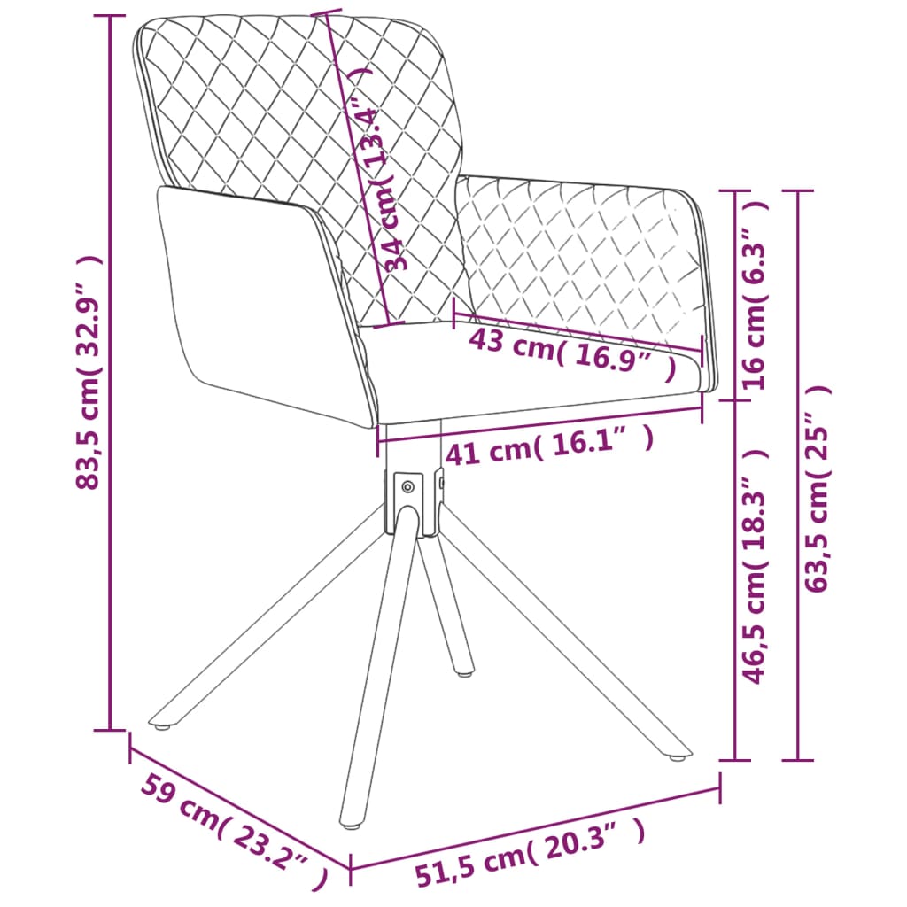 vidaXL Esszimmerstühle 2 Stk. Drehbar Blau Samt