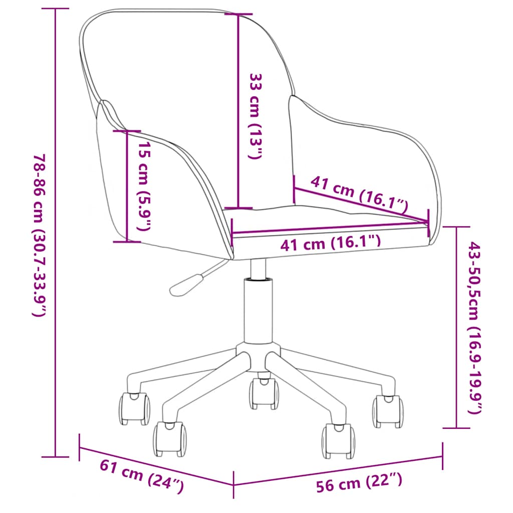 vidaXL Bürostuhl Drehbar Blau Samt