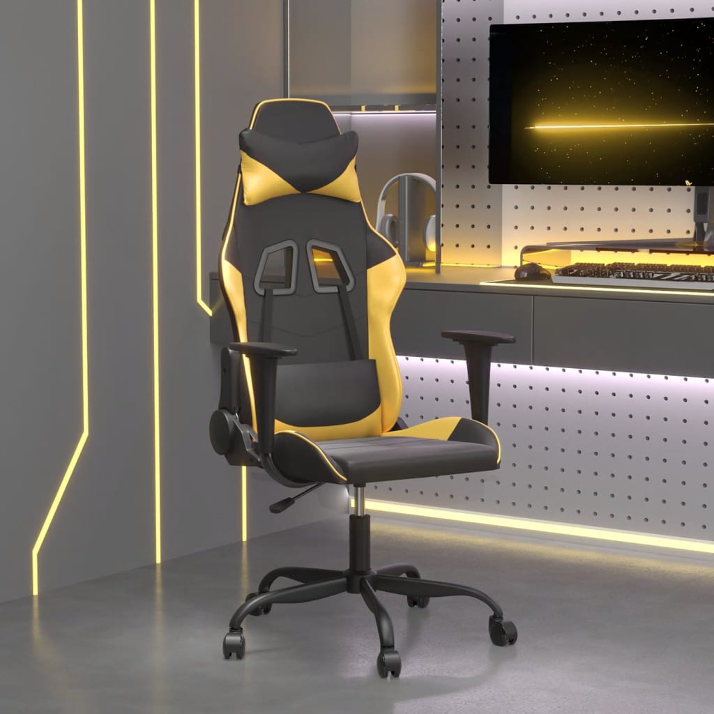 vidaXL Gaming-Stuhl mit Massagefunktion Schwarz und Blau Kunstleder